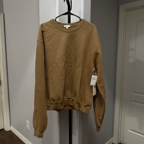 Good American Tan Crew Neck Sweater Boyfriend Oversized Size 3 Large - Picture 2 of 8